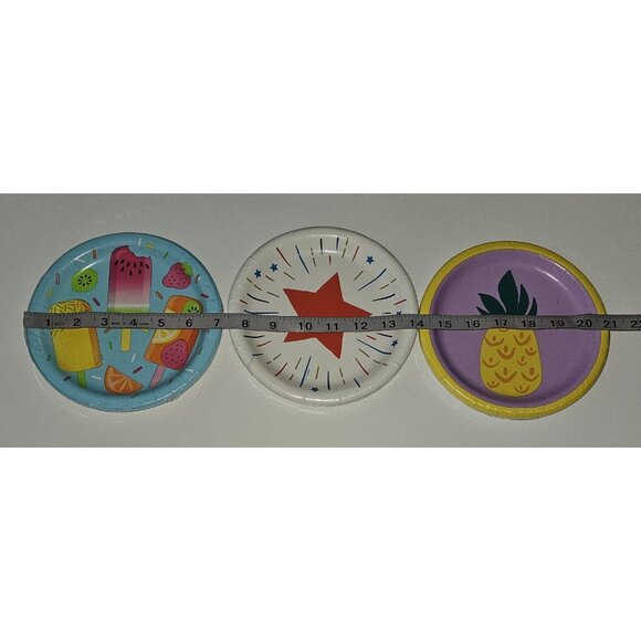 NEW 3 Pkgs Summer Paper Plates Lot Pineapple Popsicles Stars 4th July Picnic - Picture 11 of 11